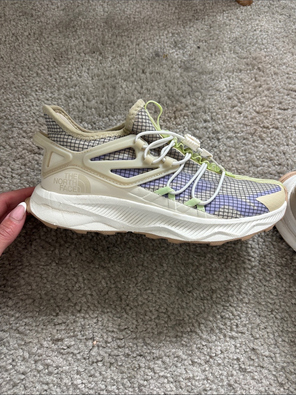 The North Face Cream and Lavender Mesh Trail Runner Shoes